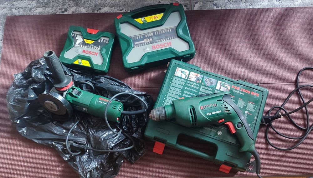 BOSCH - Ударна бормашина, Ъглошлайф, Комплект 65 части и 43 части