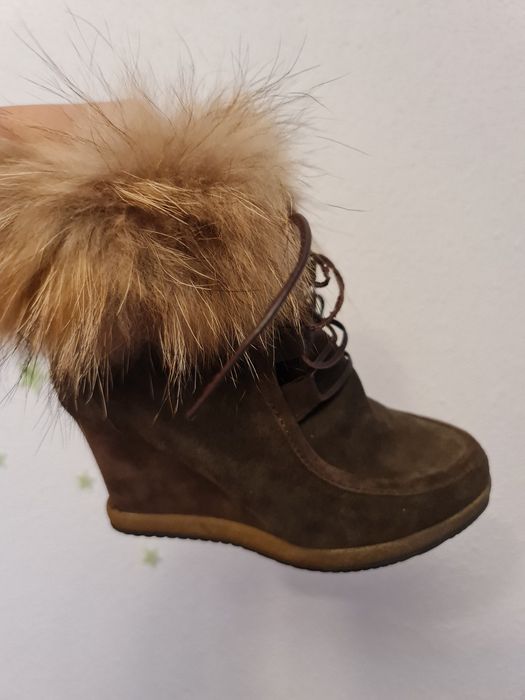 Ghete cu platforma si blana naturala Sasha Fabiani