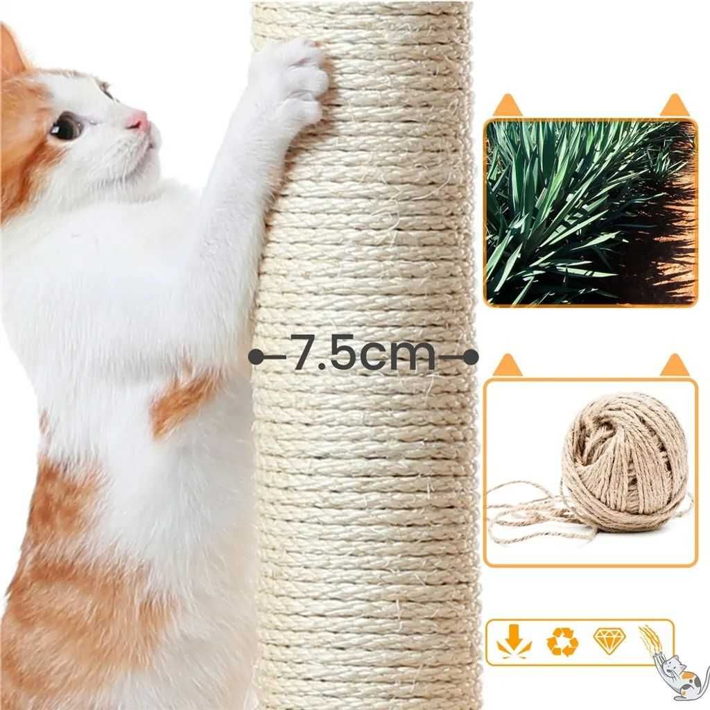 Ansamblu de joaca pentru pisici din plus si sisal ,2 platforme,175 cm ...