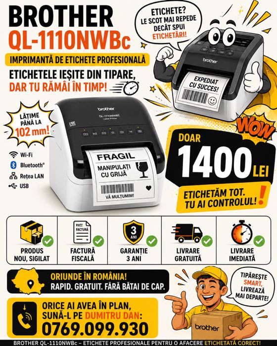 Brother QL-1110NWBc | Produs nou, sigilat | Livrare gratuita
