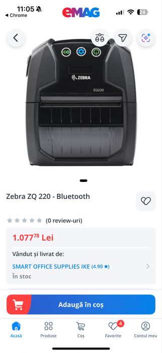 Imprimanta portabila de etichete Zebra ZQ220
