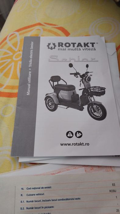 Triciclu electric Rotakt Senior 1000W, 55 km, 2024