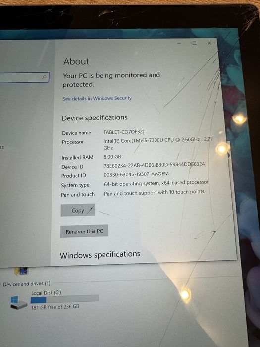 Microsoft Surface 5 Pro 256Gb ssd