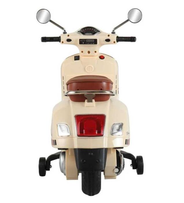 Акумулаторен мотоциклет Vespa 6V с фарове – в бежово-кафяв цвят