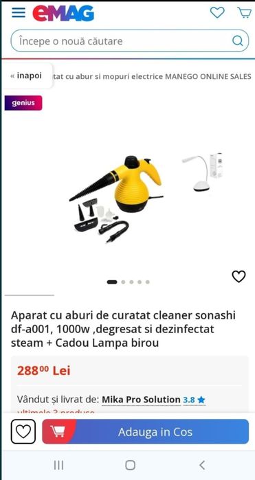 Aparat curățare cu aburi nou.