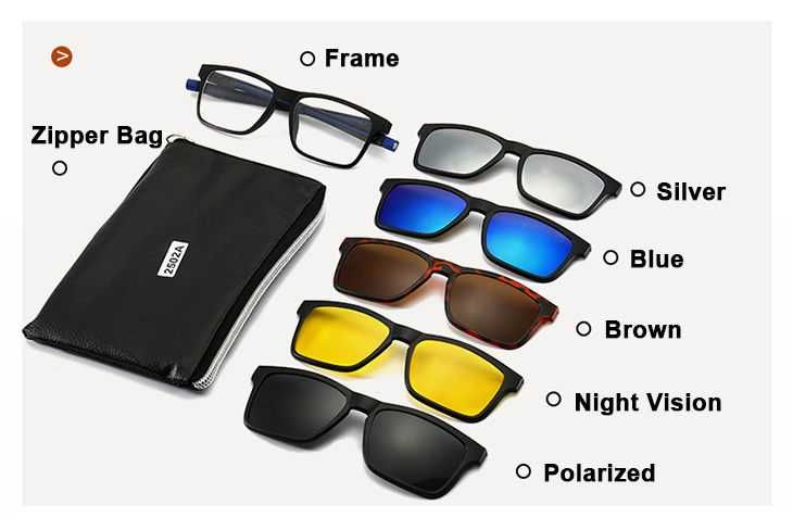 Очки с магнитными насадками 6+1 узгарувчан насадкали очки 6+1