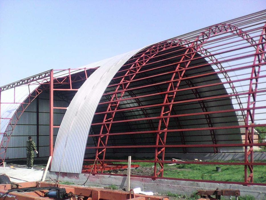 Изготовление Арочных каркасных ангаров ферм зерносклад
