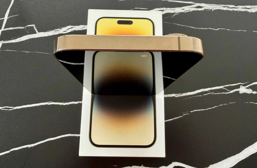 iPhone 14 Pro Max 128GB Gold, baterie 82%, complet, stare foarte bună