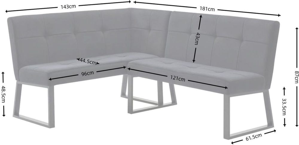 Colțar de bucătărie– antracit, 180 cm , coltul lung pe partea dreapta