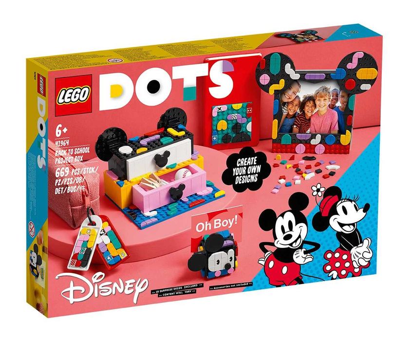 LEGO DOTS 41964 - Mickey Mouse & Minnie Mouse Back-to-School Project Box / Мики Маус и Мини Маус - Кутия за училищни проекти