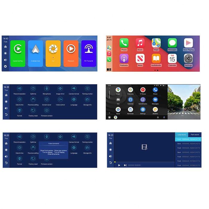 Apple Carplay/Android Auto Монитор с вграден видео регистратор 9.3"