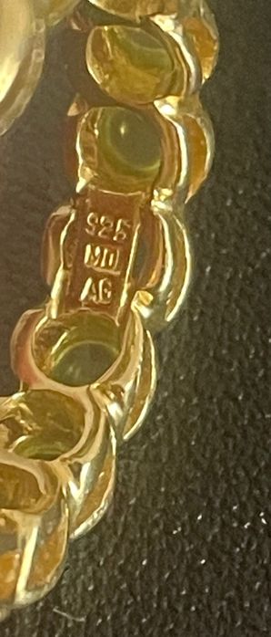 позлатен сребърен пръстен  925  оливин/перидот