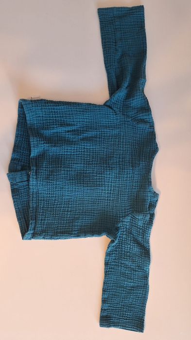 Cardigan / Bluză muselină bumbac, mărimea 9-12 luni – Albastru Petrol