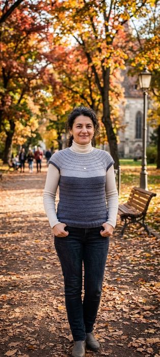 Vestă nouă tricotată călduroasă pentru femei, mărimea M/L lucrată manu