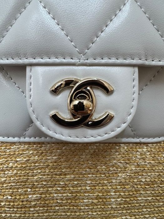 Geanta Chanel Raffia premium piele naturala pe comanda (alb)