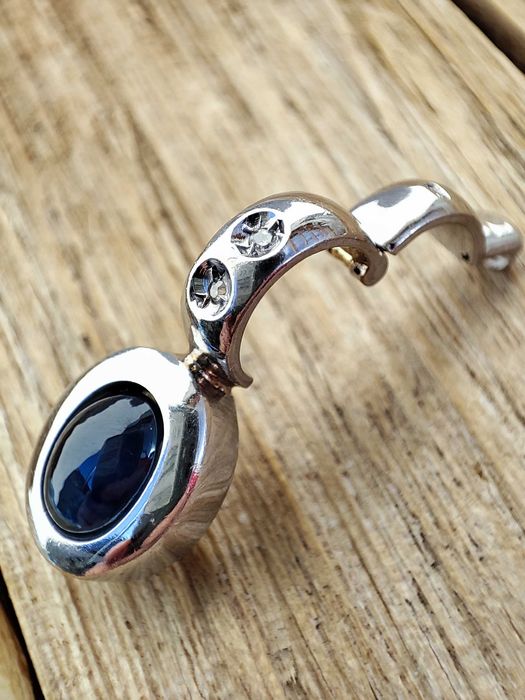 Pandantiv Aur Alb 14K Cu Diamante Si Safir Cabochon