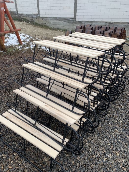 Sanie din fier cu sezut lemn pentru copii