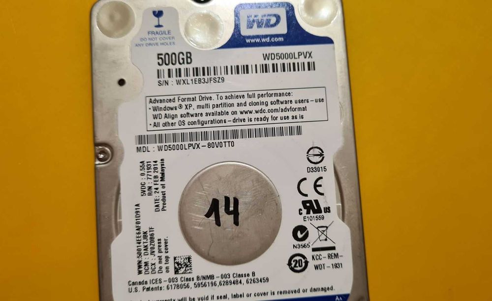14.HDD Hard Disk Laptop Western Digital Blue 500Gb 5400Rpm 8MB SATA 3