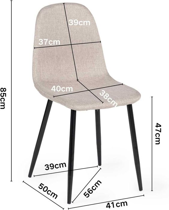 Set 4 scaune textile cu picioare metalice, design scandinav