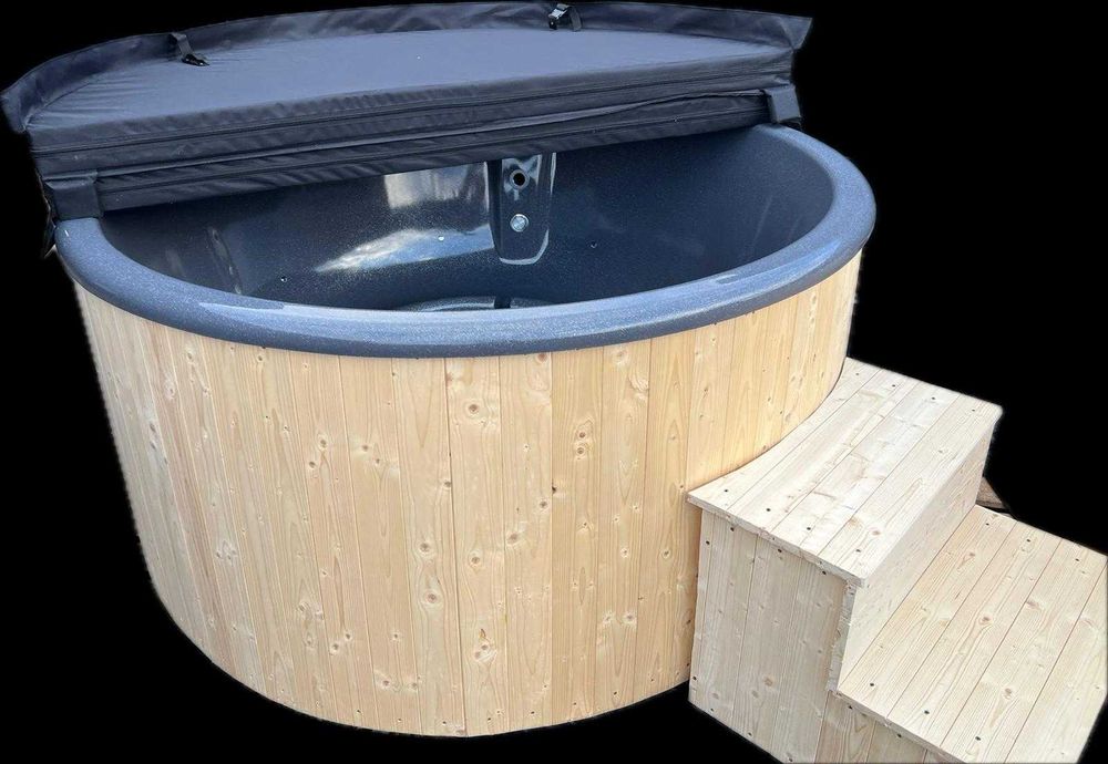 Ciubăr 5-6 pers. cu capac termoizolant | LED + masaj + sobă inox
