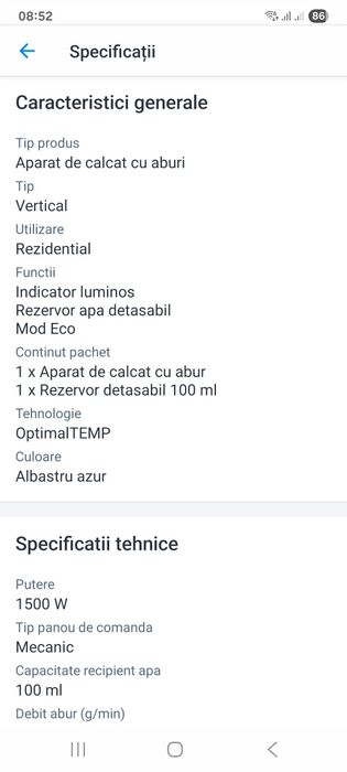 Aparata de calcat vertical potabil philips  sth7020 seria 7000