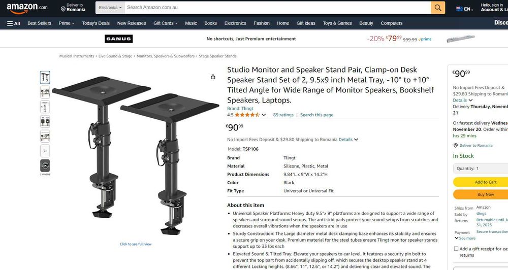 Suport pe blat boxe (monitoare) workstation, DJ, REDUS de la 450 RON