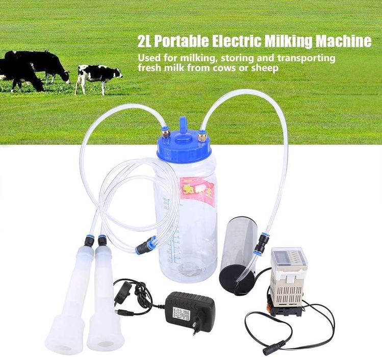 Mașină de muls electrică portabilă de 2L  pentru vaci, oi, 100-250V
