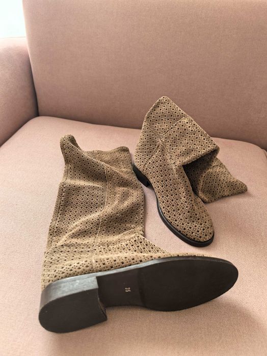 Cizme dama,  piele perforata, marimea 36