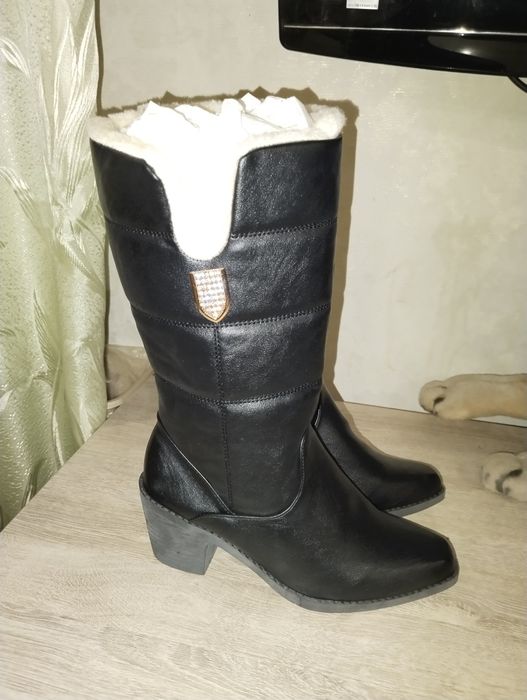 Сапоги зимние из искусственной кожи