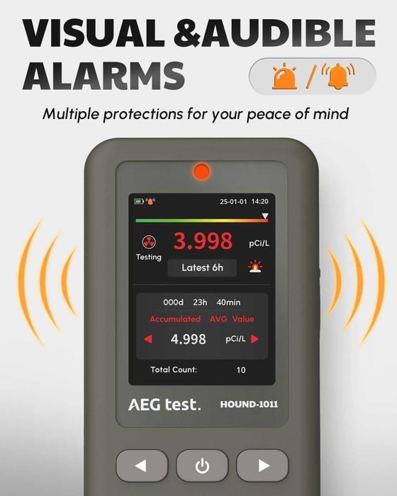 AEGTEST HOUND-1011 Преносим радон детектор за дома, лек, точен сензор