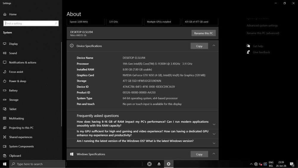 Acer Nitro 5 144Hz | i5-11300H | GTX 1650 | 8GB RAM | 512GB SSD | Windows 11