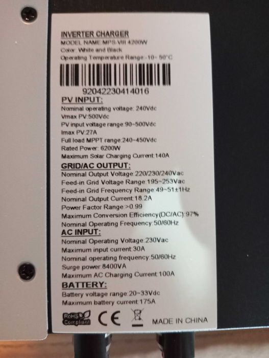 Invertor panouri fotovoltaice OFF/ON-grid 4.2 kW la 24V MPPT 140A !!
