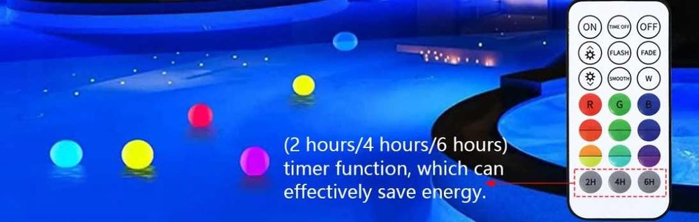 Комплект от 2 бройки плаващи светещ се топки за басейн