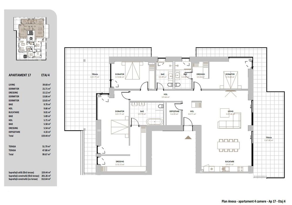 Penthouse 4 Camere | 2 Terase | 259 mp | Iancu Nicolae