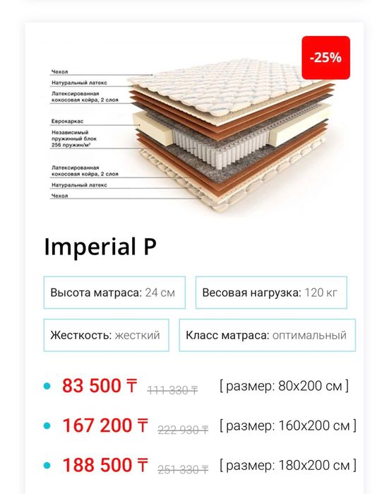 Матрас Размер 160х200