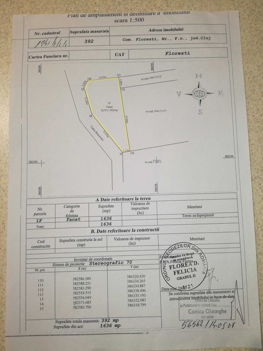 Vand teren intravilan in Floresti 392mp