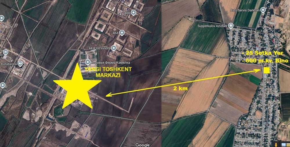 25 Sotka yer - Yangi Toshkent. Вдоль трассы, дороги. Гостиница, кафе
