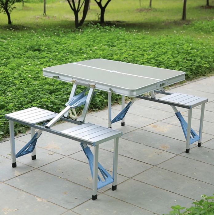 Masa pliabila cu 4 scaune pentru picnic din aluminiu NOU