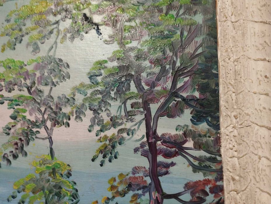 Картина пейзаж с маслени бои на дървен фазер(шперплат)