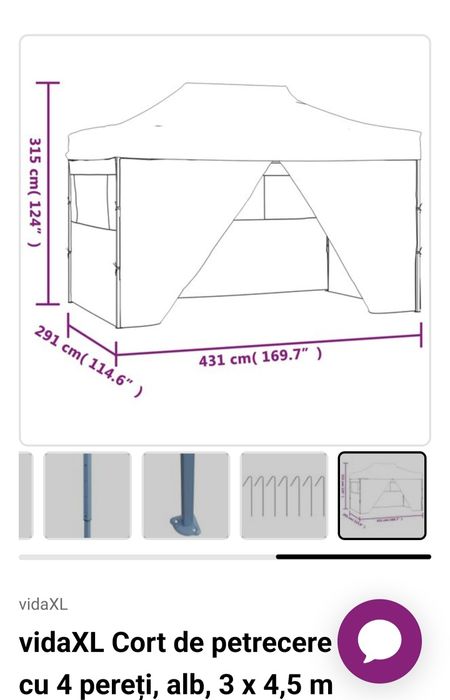 Cort evenimente gradina pavilion 3x4,5