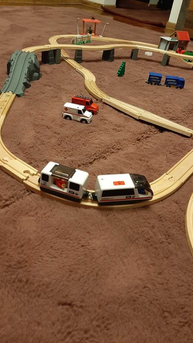 3 Seturi trenuri trenulet de lemn 200 piese set electic cadou perfect