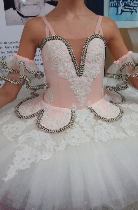 Tutu balet roze-alb/somon