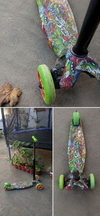Trotinetă copii cu 3 roți – graffiti, verde