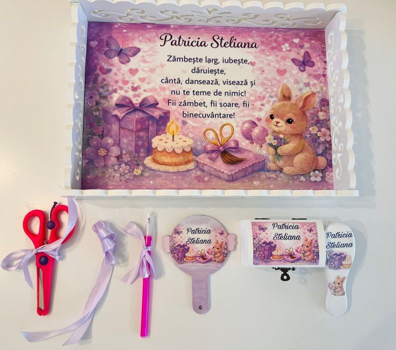 tăvițe și accesorii personalizate - set complet moț copil