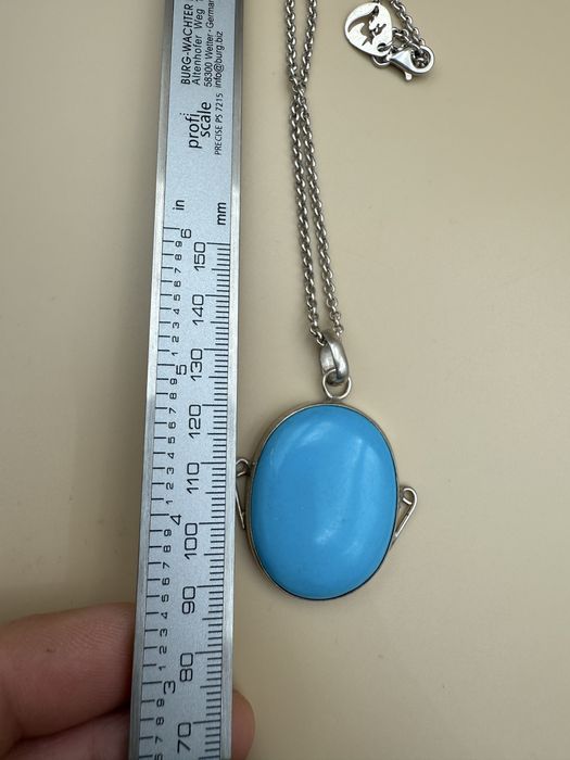 Lant din  argint si  pandantiv piatra albastra