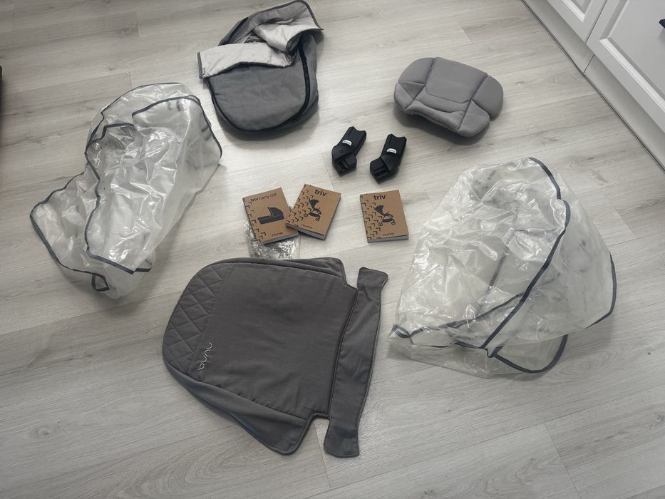 Nuna Triv + Landou + Scoică ARRA Next + Bază Isofix Next + Accesorii – Sistem complet 3 în 1