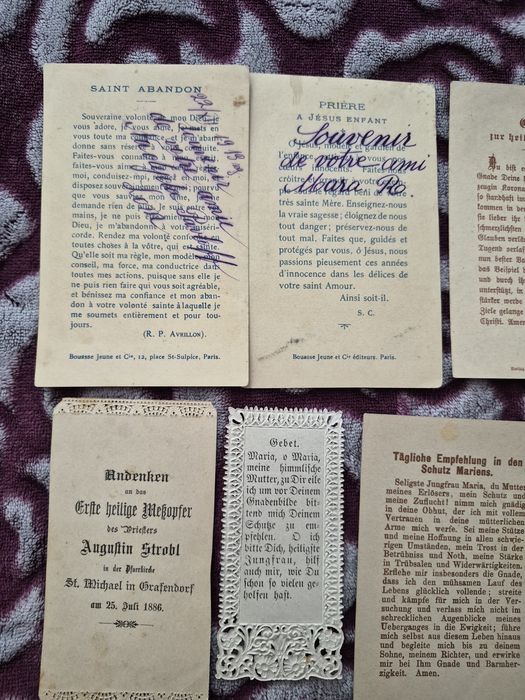 Лот Антикварни Религиозни Картички (1886-1920 г.) – Френски и Немски Сантини