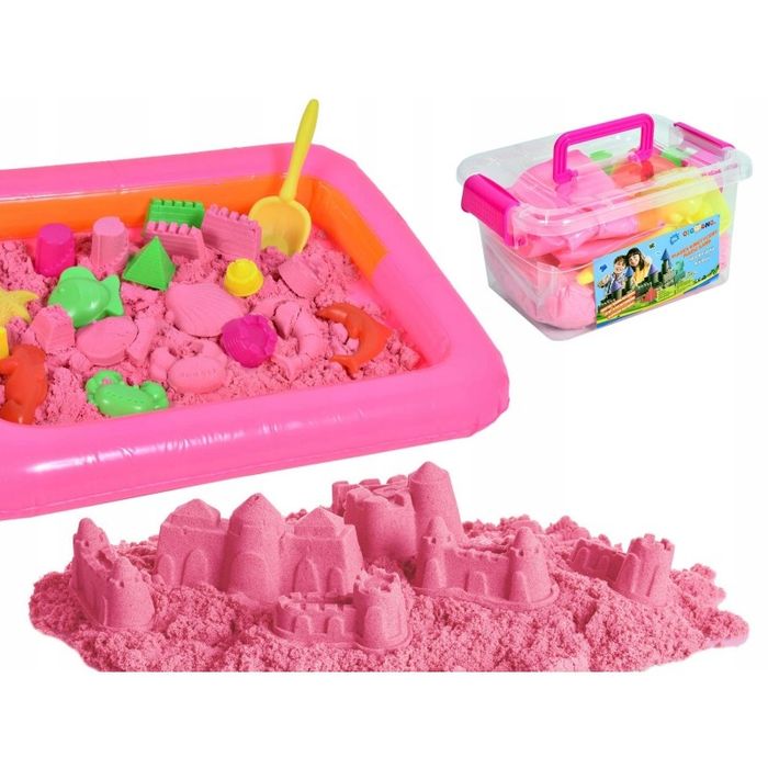 Кинетический песок 2 кг + формочки + бассейн kinetic sand