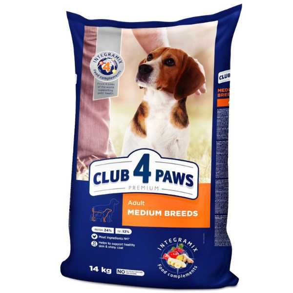 Пълноценна Храна за Кучета от Средни породи - Пиле- 2кг/14кг- Club4Paws