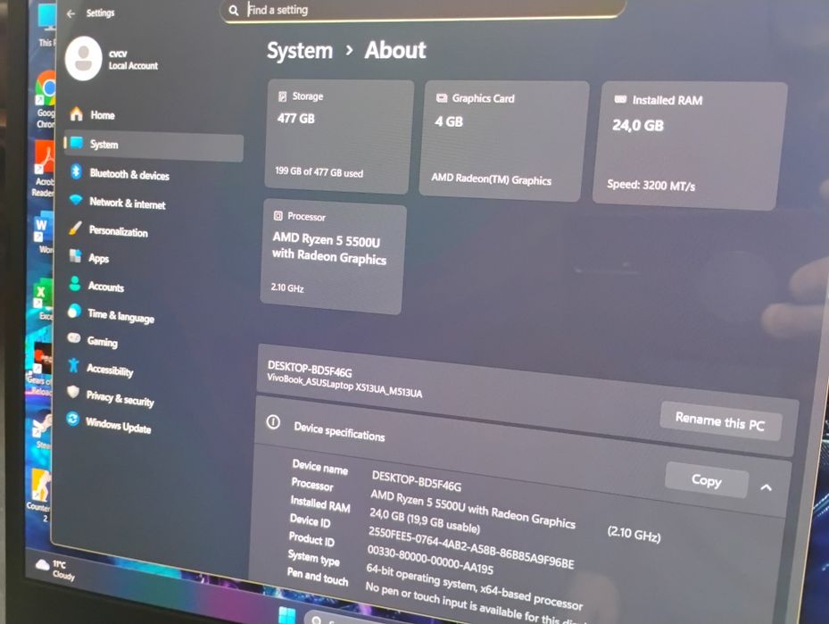 Laptop Asus - OLED - Ryzen 5 - 5000serie - Vega 7 - 24gb